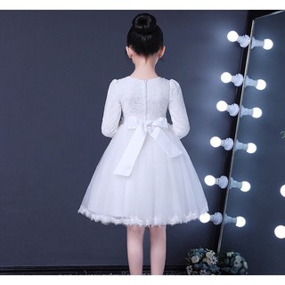 (xả) (thanh lý) Váy công chúa ren trắng dài tay (Sz 110-160)