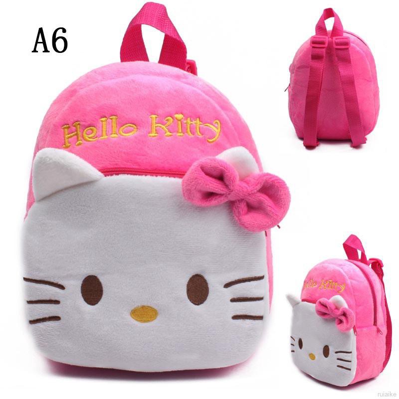 ruiaike  Ready Stock !! Baby Cartoon Plush Toys Bag Disney Hello Kitty Early School Kindergarten Backpack Schoolbag