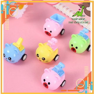 Đồ chơi xe ô tô mini công trình dễ thương hình thú cho bé đồ chơi vặn cót