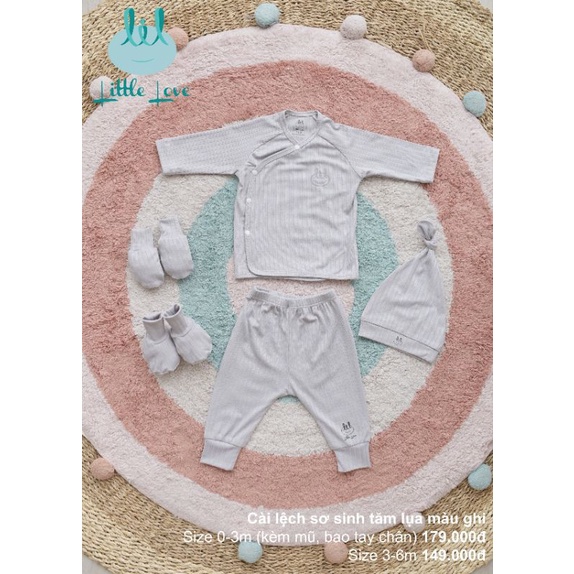 Lil little love - Bộ dài tay cài chéo tăm lụa cho bé 3-7kg