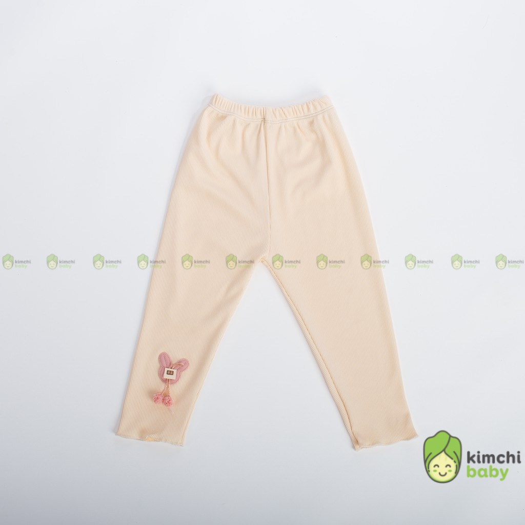 Quần Legging KIMCHIBABY Vải Thun Gân Hoạ Tiết Tai Thỏ Cực Xinh, Quần Dài Cho Bé Mặc Thu Đông Cho Bé Gái QDBG01