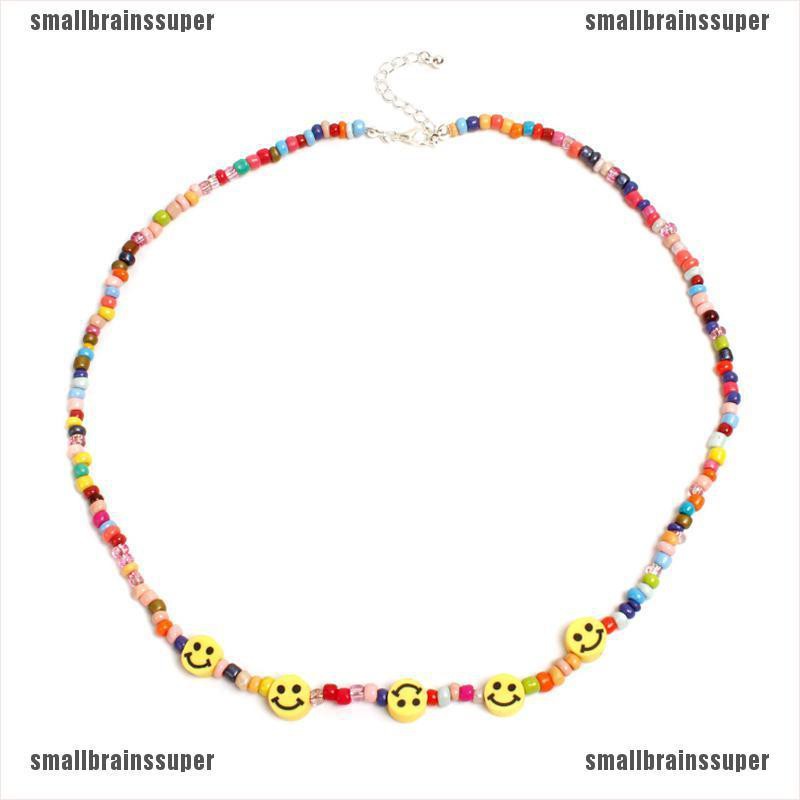 Vòng Cổ Choker Mặt Cười Nhiều Màu Sắc Phong Cách Bohemian Thời Trang Mùa Hè