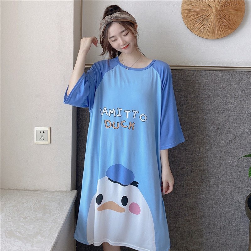 [Sẵn] Váy ngủ cotton giấy Quảng Châu, mỏng nhẹ, thoáng mát, họa tiết dễ thương, phù hợp mặc mùa hè | BigBuy360 - bigbuy360.vn