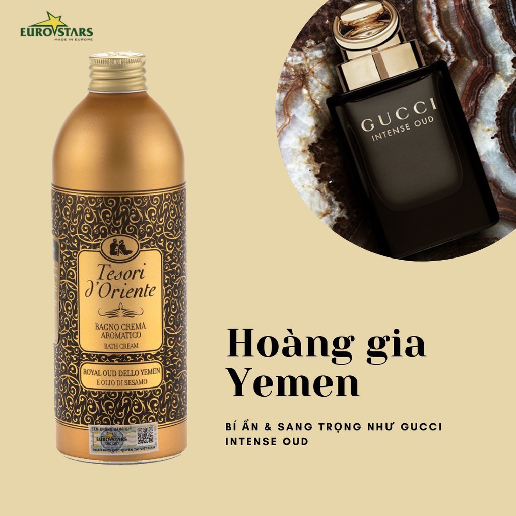 [HÀNG CHÍNH HÃNG] Sữa Tắm Nước Hoa Ý Tesori d'Oriente Hoàng Gia Yemen Chai Màu Vàng - Tắm Xích 250ml - 500ml