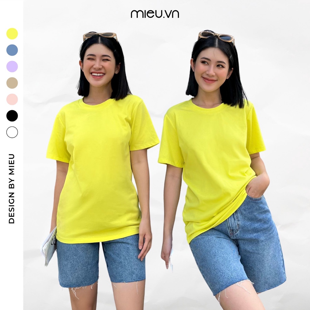 Áo thun nữ cổ tròn màu neon thiết kế basic tay lửng MIEU - JAU01