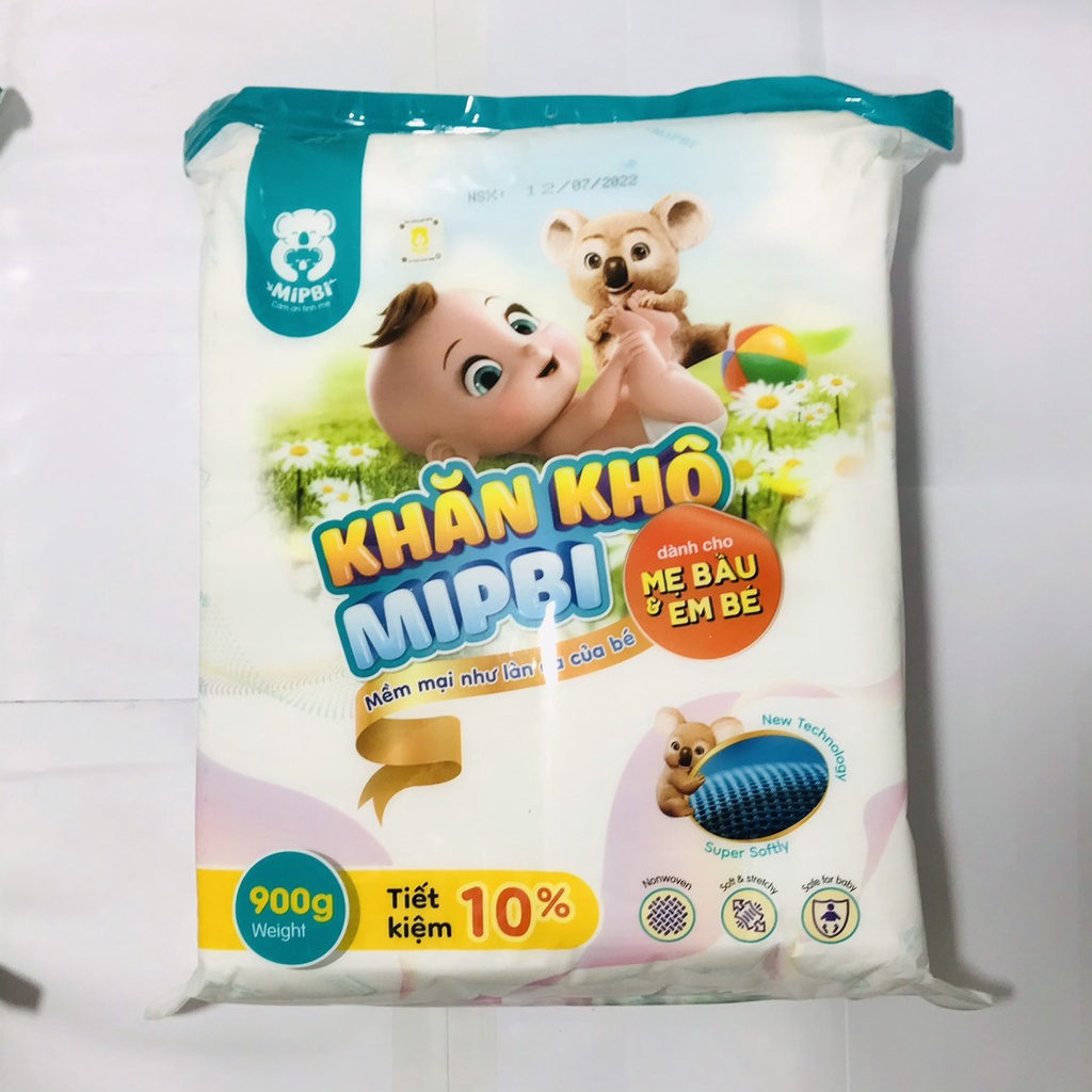 HÀNG CHÍNH HÃNG Khăn khô đa năng Mipbi 600gram,900gr an toàn cho bé MỀM MIN NHƯ LÀN DA EM BÉ