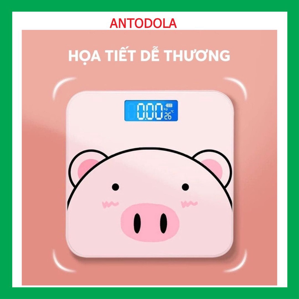 Cân sức khỏe điện tử mini thông minh scale 180kg con heo hồng, tặng kèm pin + bảo hành 3 tháng