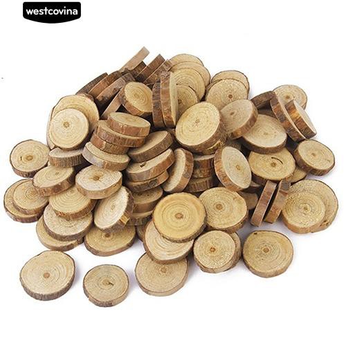 Set 100 lát gỗ tròn mini làm đồ thủ công tiện dụng