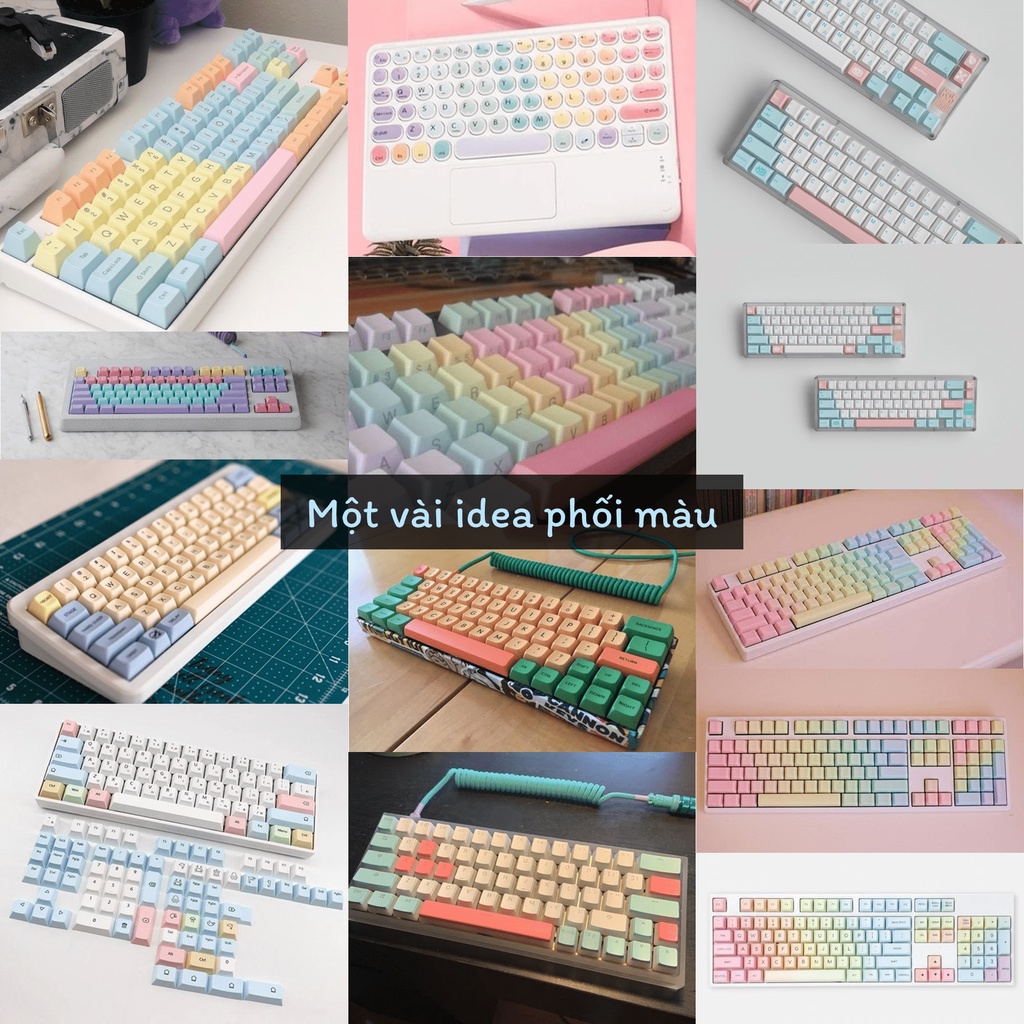 1.1cm P1 - KOREAN Miếng dán bàn phím đa ngôn ngữ tiếng Hàn Quốc sticker keyboard máy tính laptop nhiều màu cầu vồng