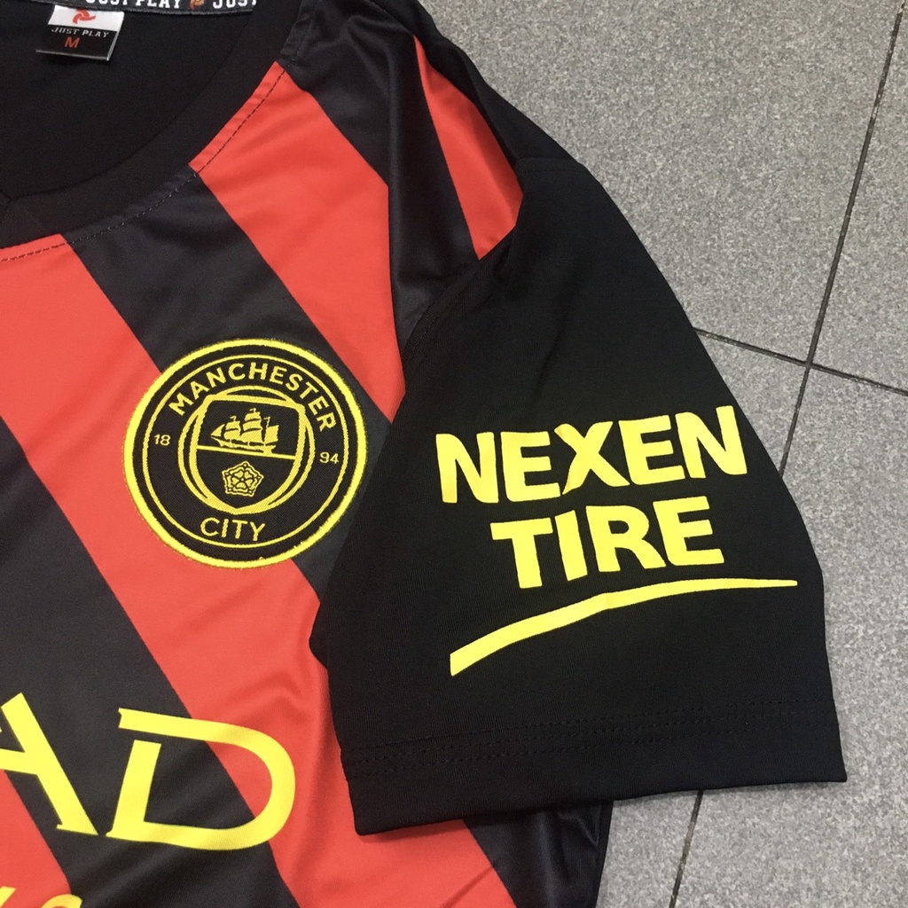 Bộ quần áo bóng đá Man City sọc đen đỏ sân khách JP 2023 FLG