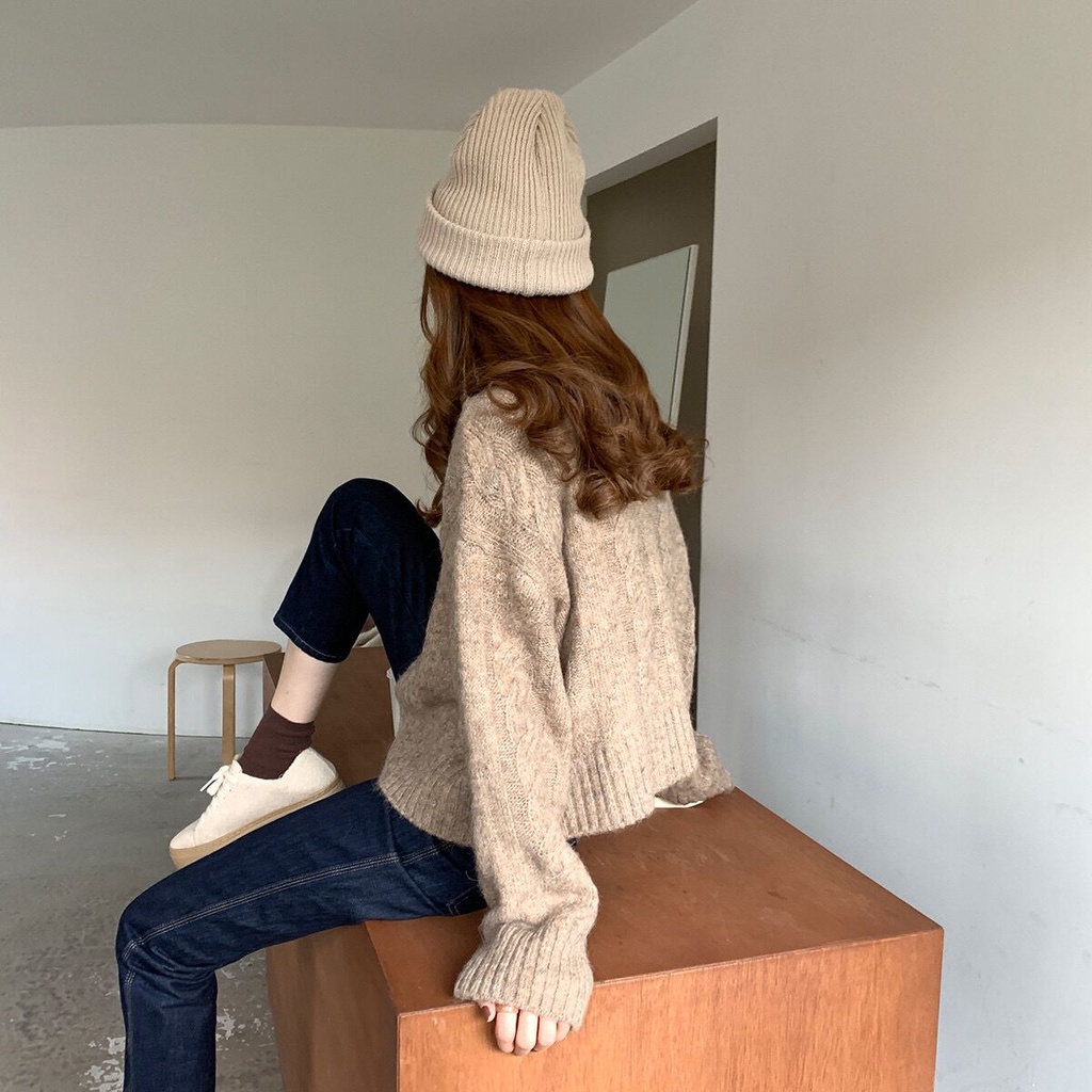 DUNEA Áo Khoác Cardigan Dệt Kim Dáng Rộng Kiểu Retro 3 Màu Sắc Lựa Chọn Cho Nữ