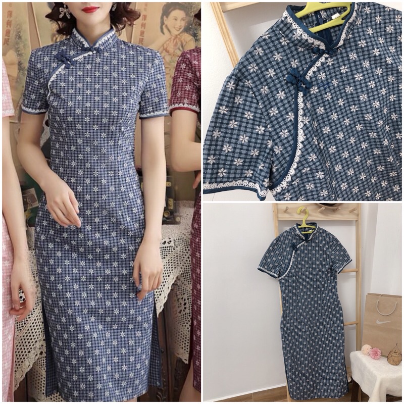 Sườn xám lỡ tiểu thư xanh bơ siêu cực phẩm