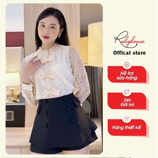 Áo sơ mi ren tiểu thư nơ ngực Ruby House - 3073