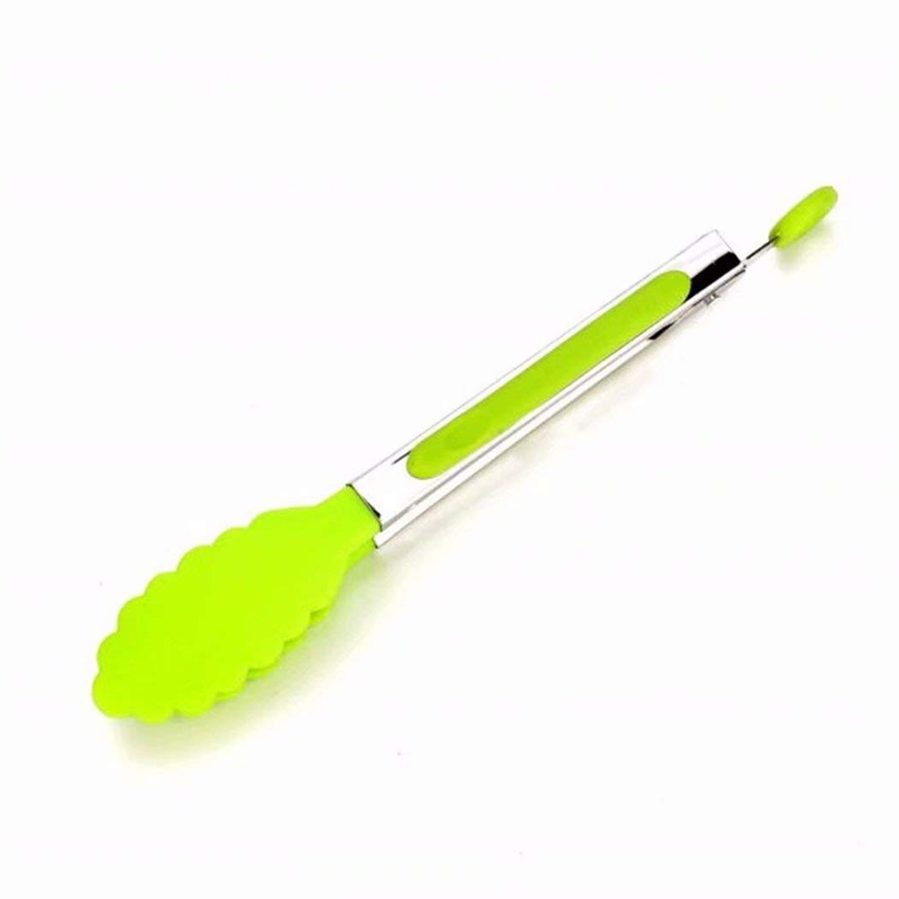 [huite]Stainless Steel Silicone Food Clip Kitchen Tongs Salad Clip Random Color