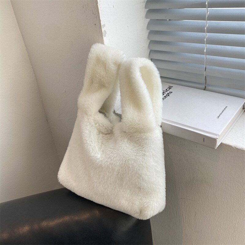 Túi tote Jasmin Noir vải lông dáng vuông nhỏ thời trang đơn giản cho nữ