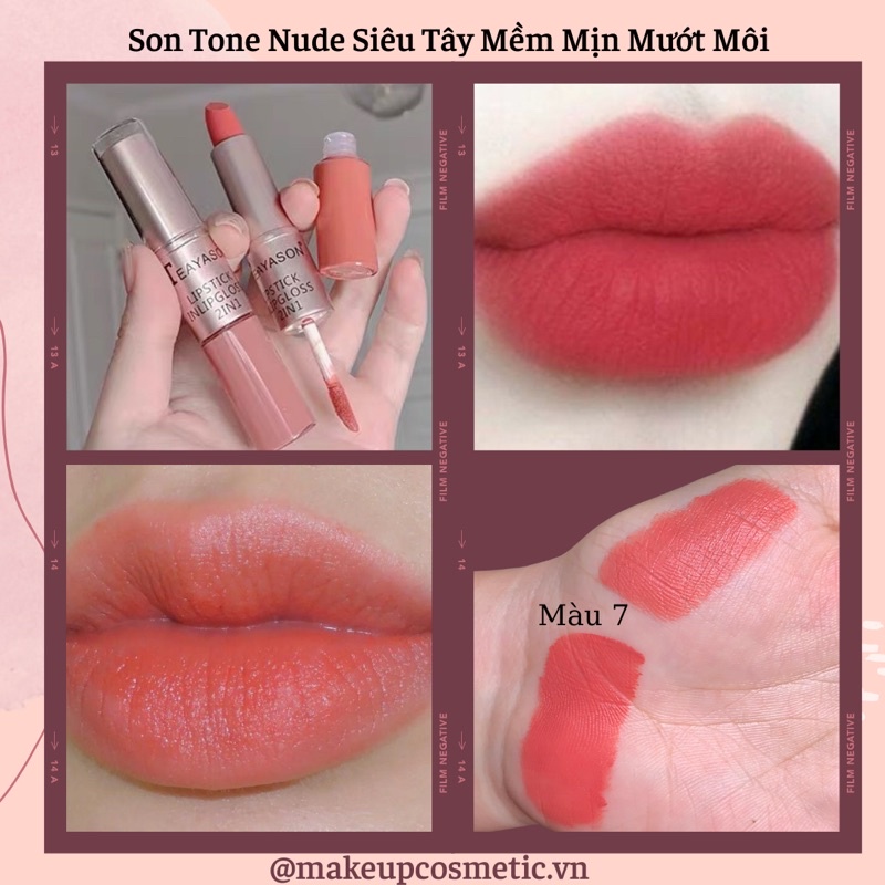 Son Môi Màu Nude Siêu Tây Mềm Mịn, Mượt Mà, Lâu Trôi Lipgloss + Lipstick 2in1