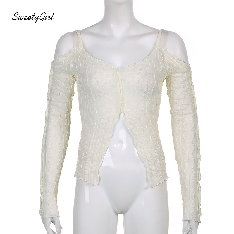 Áo thun trễ vai tay dài màu sắc ngọt ngào dành cho nữ