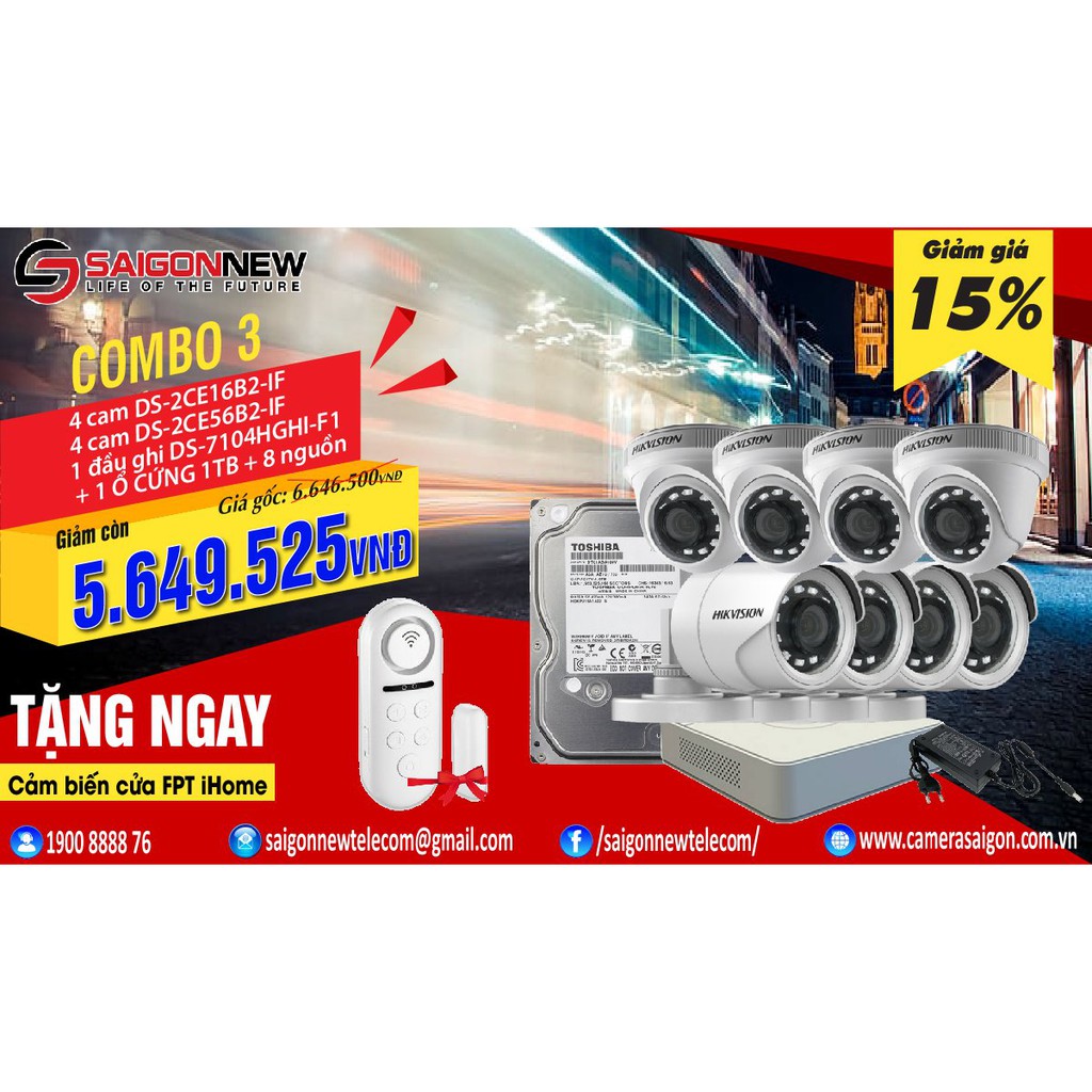 Bộ 8 Camera TVI HKVISION 2.0MP Full HD