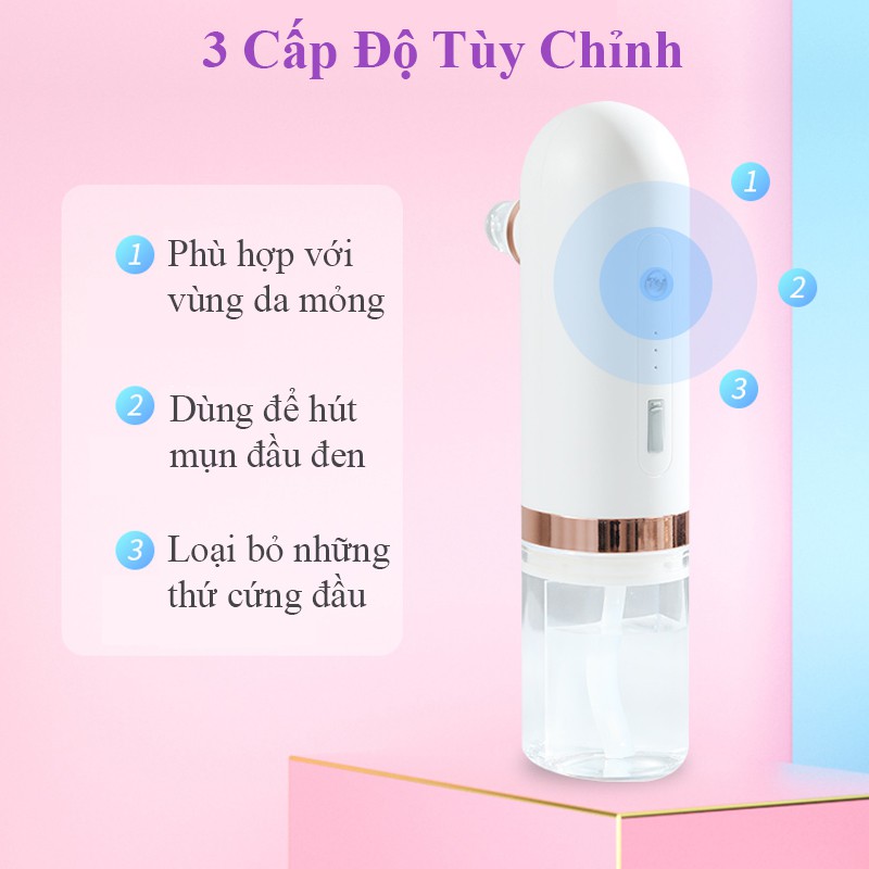 [ BH 6 Tháng] Máy Hút Mụn Đầu Đen Mini Bằng Nước Máy Chăm Sóc Da Mặt Làm Sạch Lỗ Chân Lông Da Dầu 4 Đầu Hút | BigBuy360 - bigbuy360.vn