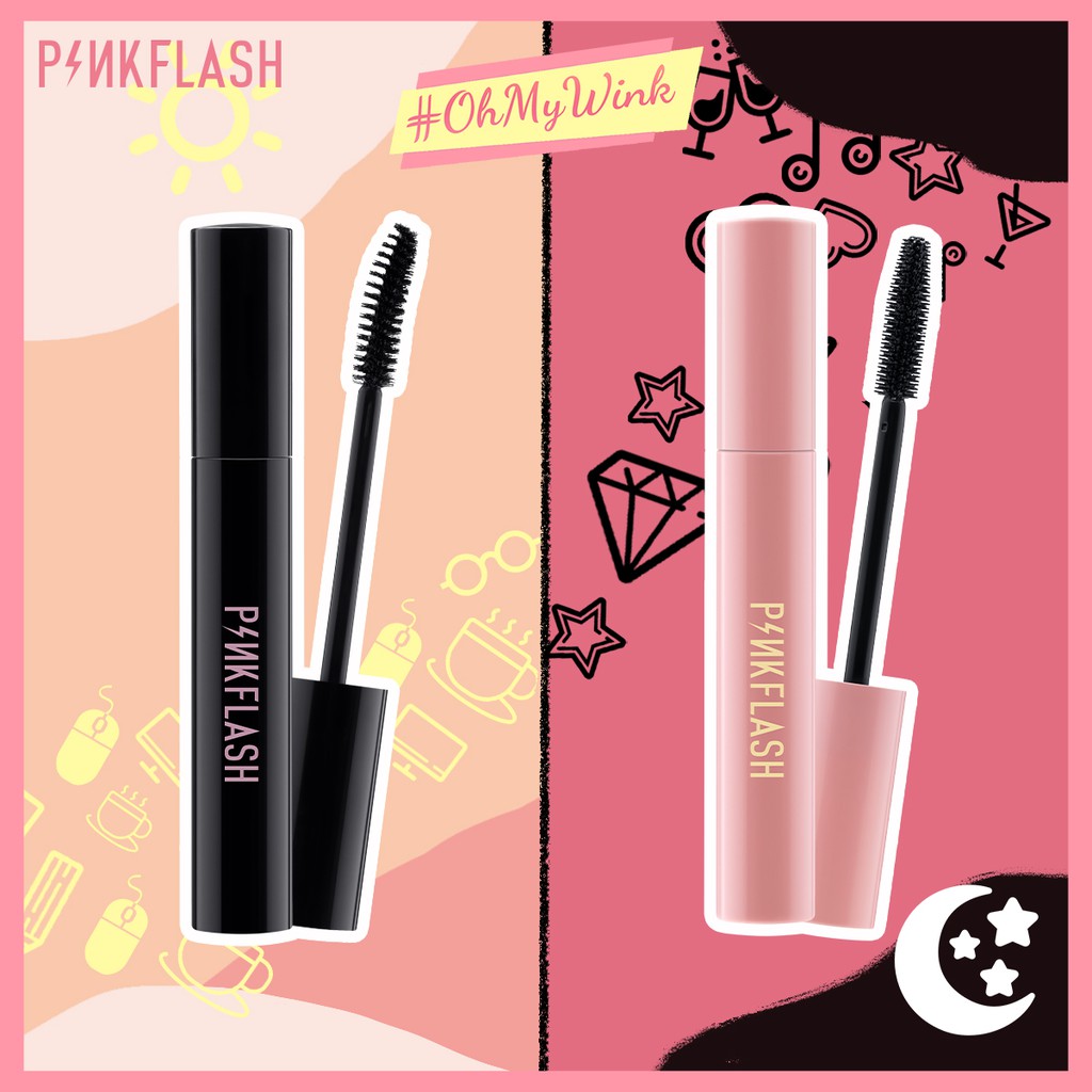 PINKFLASH Set 2 Mascara Chuốt Mi Chống Nước Cho Ngày Và Đêm Tiện Dụng Chất Lượng Cao