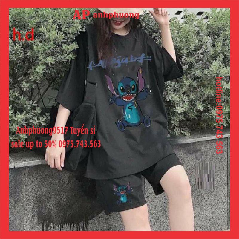 [Free Ship] Set Bộ Quần áo thể thao nam nữ Thú Stich♥️Bộ hè ngắn tay ❤ Áo thun+Quần short gió mùa hè phong cách Hàn Quốc