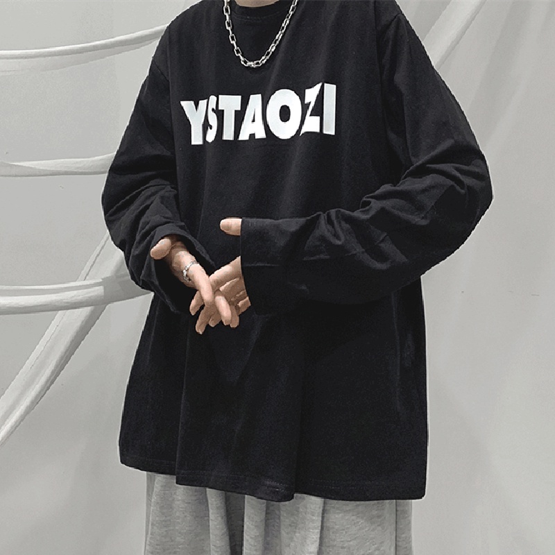 Áo Thun Tay Dài Cổ Tròn In Chữ Thoải Mái Thời Trang unisex size M-5XL