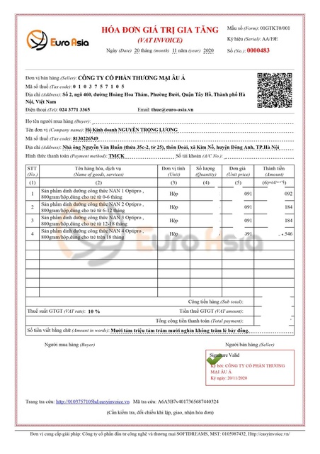 Sữa Nan Nga Số 1 Date Xa  Hộp 400g, 800g