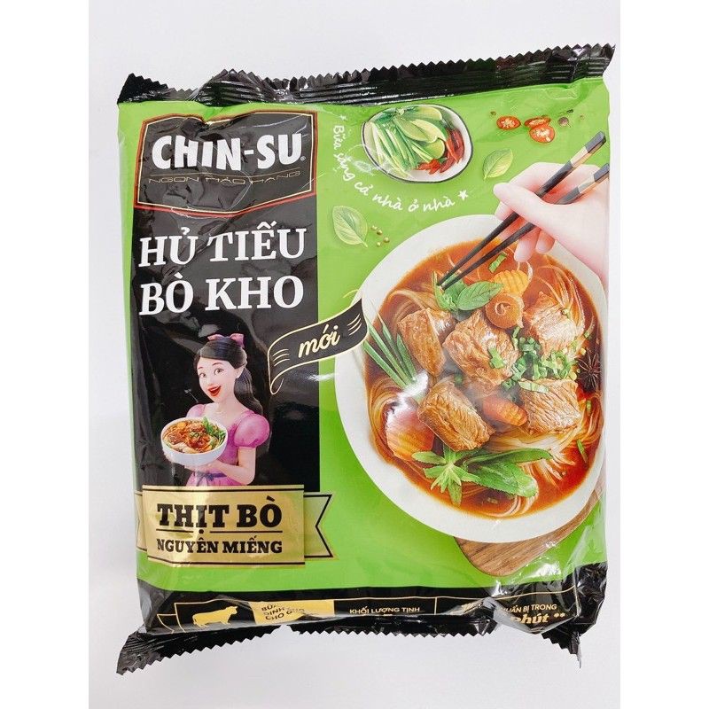 Chinsu Miếng Gà + Hủ Tiếu Bò Kho + Hủ Tiếu Nam Vang + Phở Bò Bánh Đa dạng gói 132g (Thùng 15g)