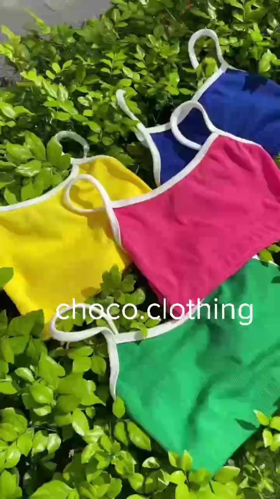 Áo 2 dây dáng crop nữ viền trắng năng động trẻ trung mùa hè | BigBuy360 - bigbuy360.vn