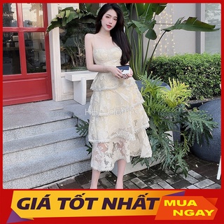 Váy 2 Dây Ren Bèo Tầng Hàng Quảng Châu Cao Cấp V1056
