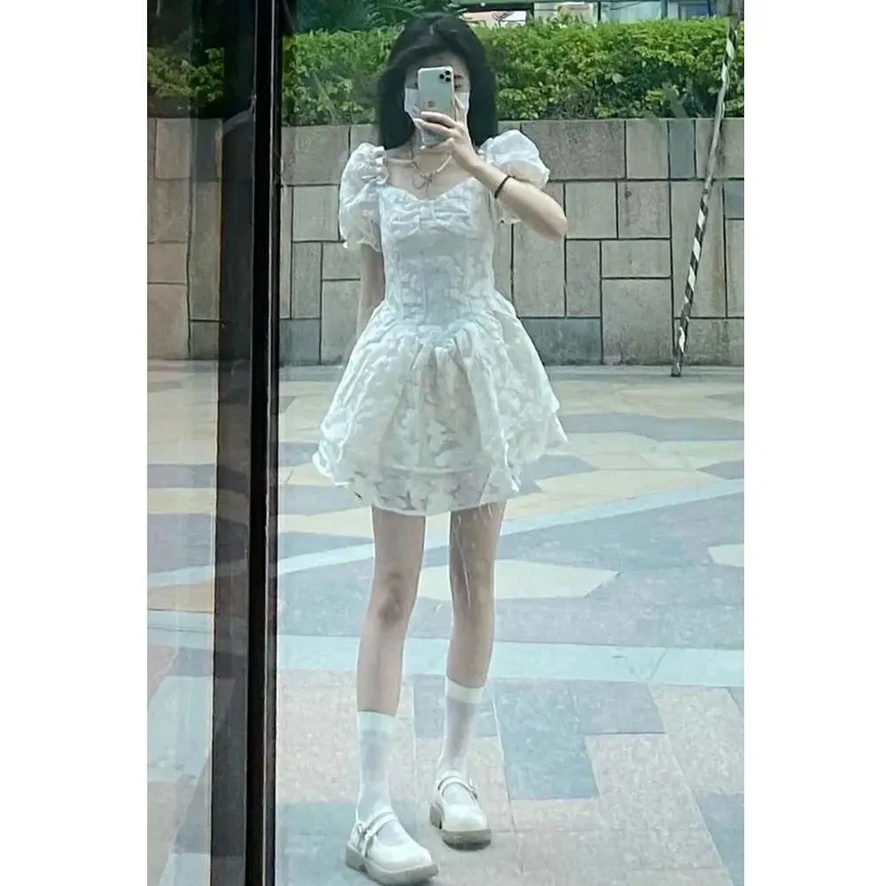 Đầm Công Chúa Tay Phồng In Họa Tiết Thời Trang Mùa Hè Mới Cho Nữ