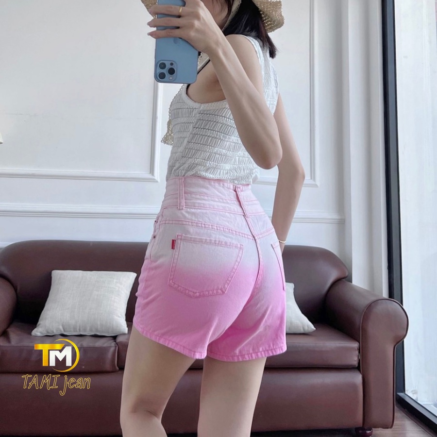 Quần short kaki wast màu, quần đùi loang chất kaki lưng cao bảng to 2 nút