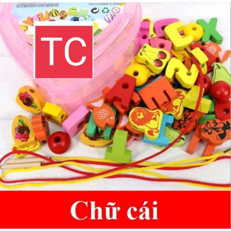 Đồ chơi trí tuệ - Đồ chơi Xâu Hạt Gỗ cho bé