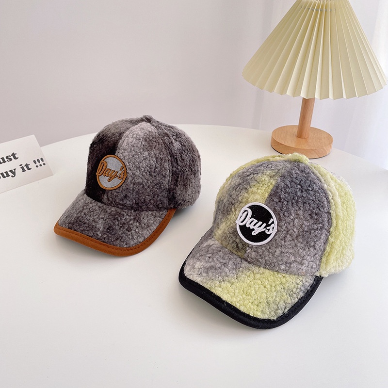Mũ Lưỡi Trai Vải Lông Nhuộm Màu In Chữ Phong Cách Hàn Quốc Thời Trang Mùa Đông Cho Bé