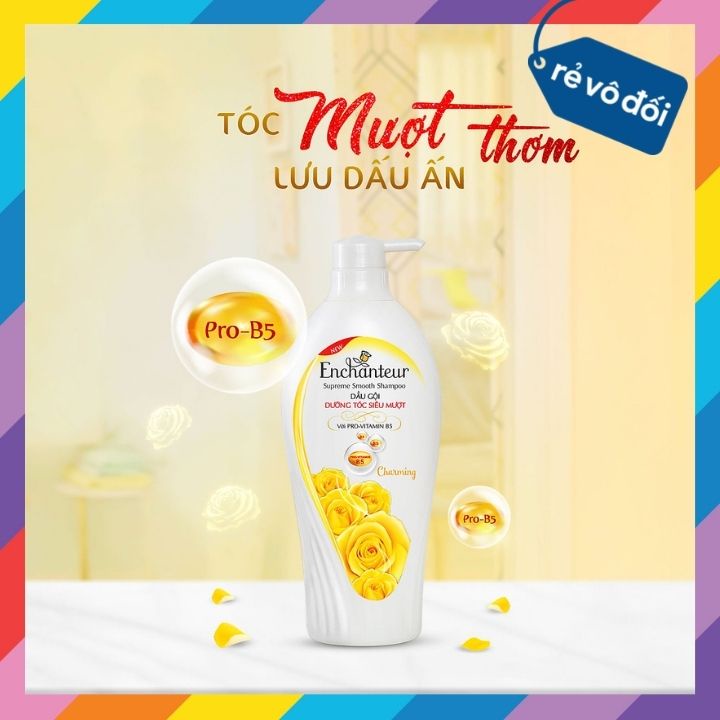 Dầu gội nước hoa Enchanteur Charming/ Sensation dưỡng tóc siêu mượt 650gr - Hàng công ty