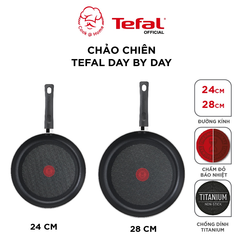 Chảo chiên Tefal day by day size 24, 28cm - G1430405/G1430605