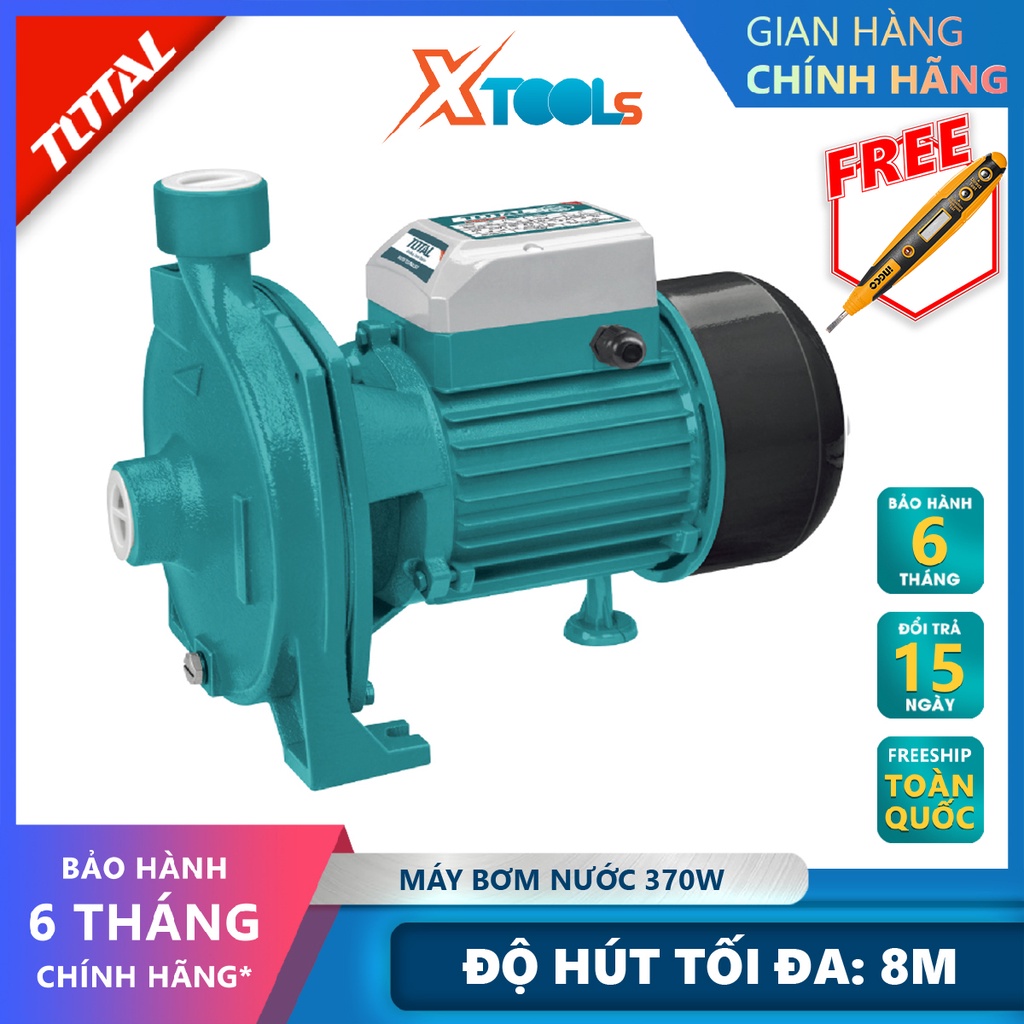 Máy bơm nước TOTAL TWP23706 Máy bơm nước dùng điện Công suất đầu vào370W (0.5HP) hỗ trợ đẩy nguồn nước tăng áp lực nước