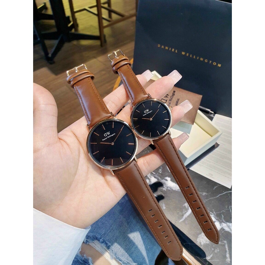 Đồng hồ đôi nam nữ Daniel Wellington 32/40mm máy quartz loại 1, dây da, lên tay cực đẹp