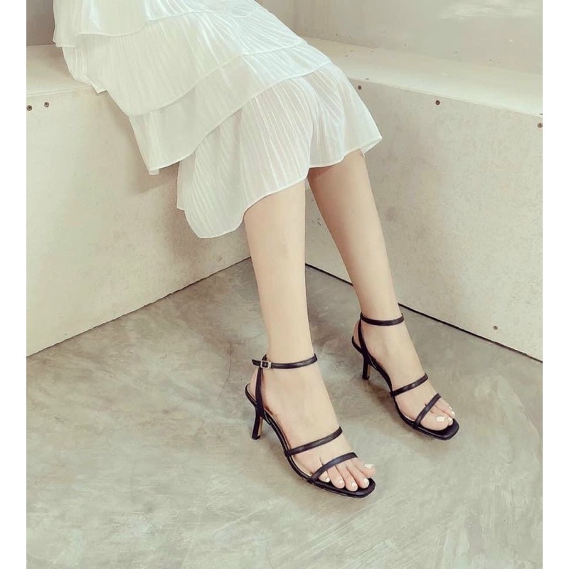Sandal nữ cao gót nhọn 5cm 2 dây mảnh