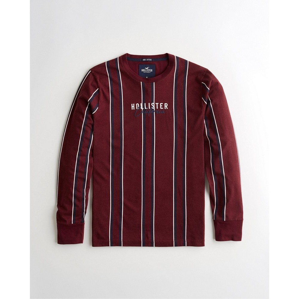 Áo thun nam tay dài Hollister HOL-LS21 Stripe Logo Graphic Tee