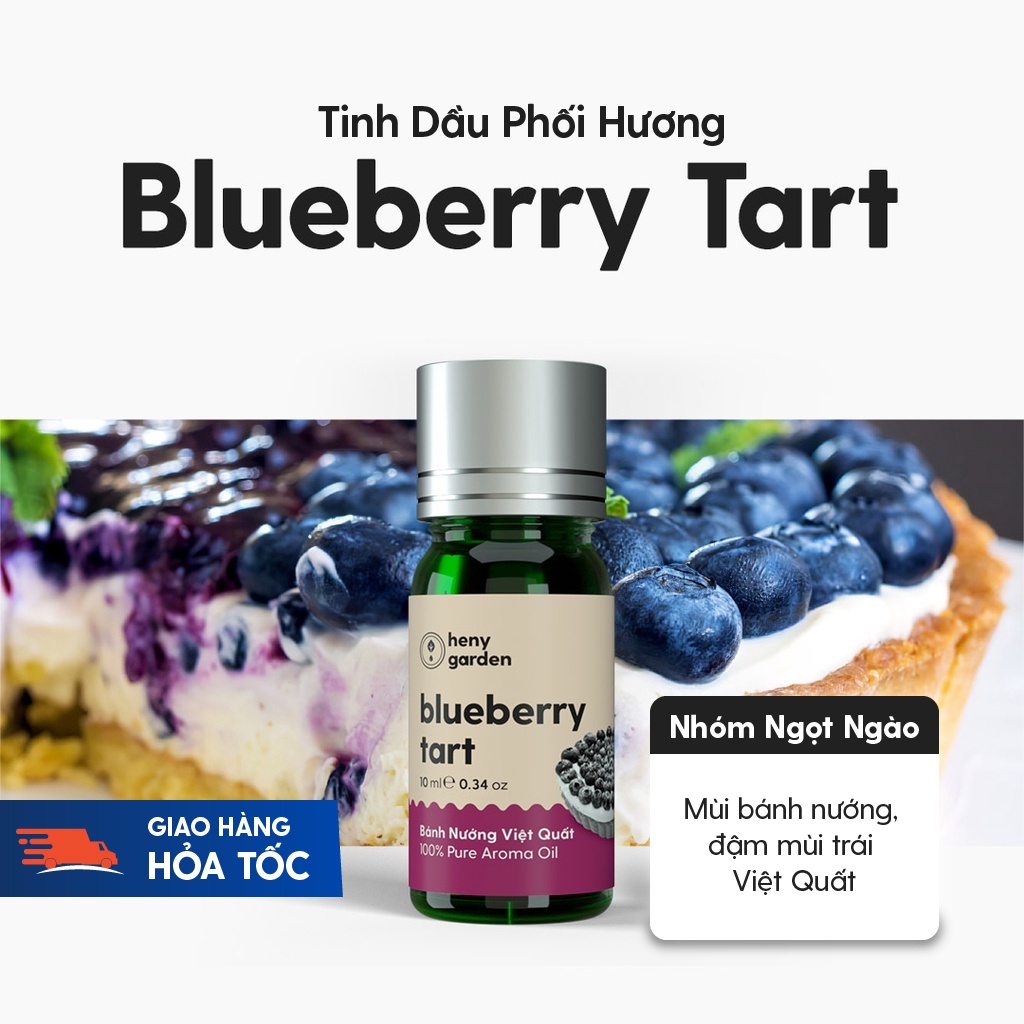 Tinh Dầu Phối Hương Blueberry Tart (Ngọt) Xông Thơm Phòng, Làm Nến Thơm Thiên Nhiên Heny Garden 10mL