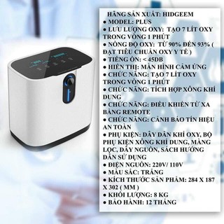 Máy Tạo Oxy 7 Lít HIDGEEM Plus