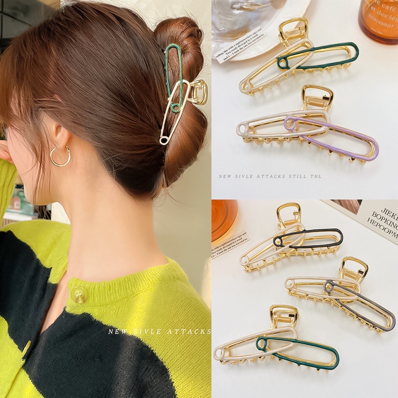 Kẹp Tóc Bằng Kim Loại Hai Màu Kiểu Hàn Quốc Thời Trang Sành Điệu Cho Nữ