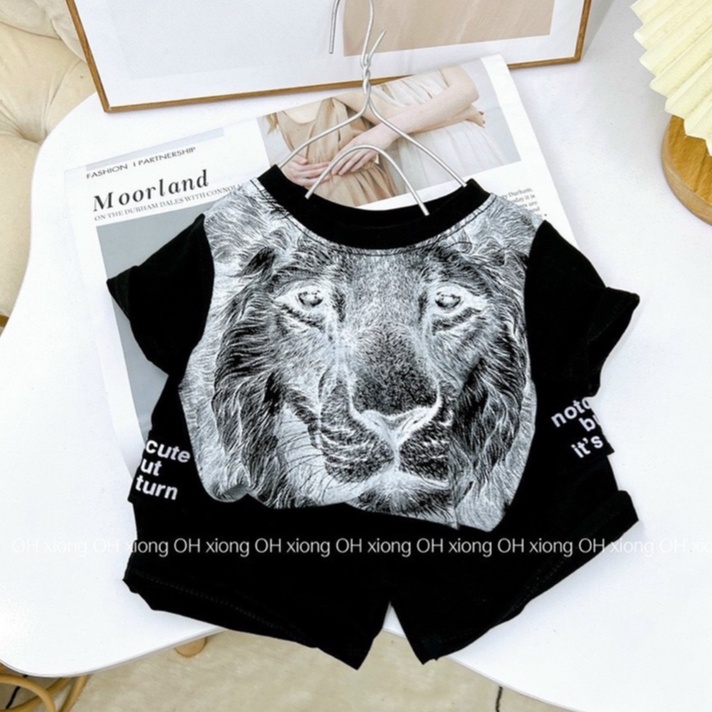 BOT06 -Bộ Bé Trai, Bộ cộc tay cotton hình hổ cho từ 8-21kg, Richkid123