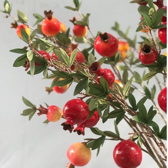 Cành Lựu Giả, Đào Đông, lá điểm cắm bình Trang Trí May Mắn Tài Lộc