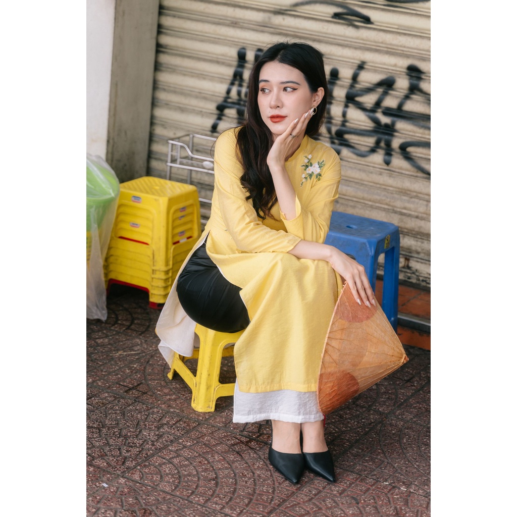 MINX - Áo Dài Tơ Thêu Tay Đan Chi