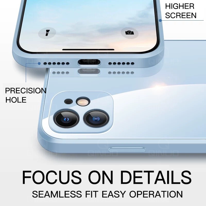 Ốp điện thoại silicon có kính cường lực bảo vệ camera cho Iphone 11 12 13 Pro Max Xs Max X Xr 7 8 Plus 13 12Pro | BigBuy360 - bigbuy360.vn