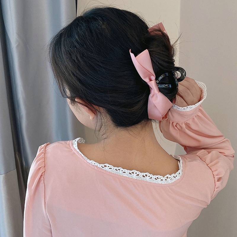 Kẹp Tóc Hình Nơ Màu Đỏ Vang Phong Cách Hàn Quốc