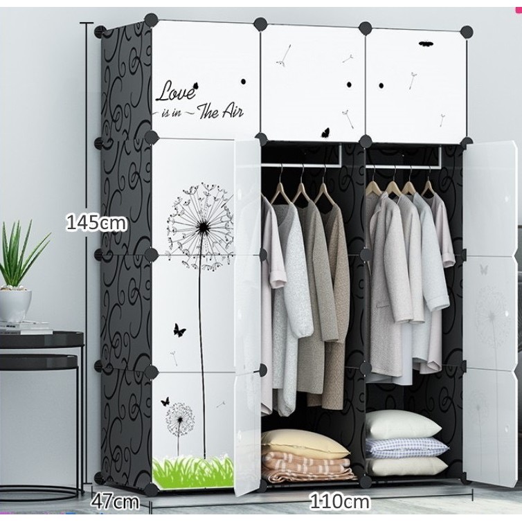 Tủ Nhựa Lắp Ghép Đăng Năng 12 ô .hình đecal sâu 37 và  47 cm ( chọn hình theo phân loại)