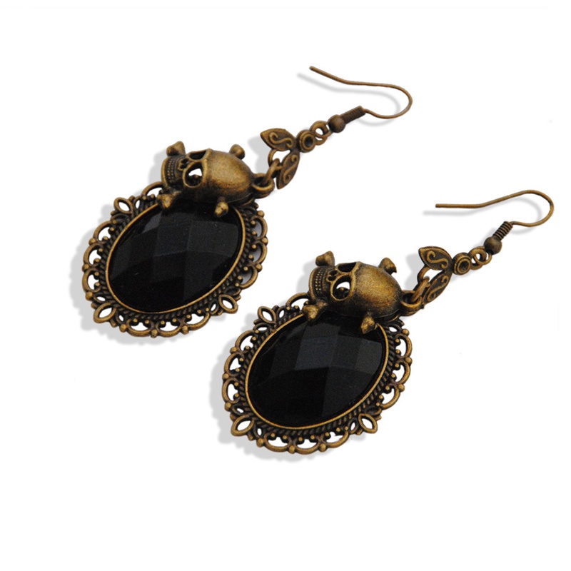 Khuyên Tai Hình Bộ Xương Phong Cách Gothic Đính Đá Pha Lê